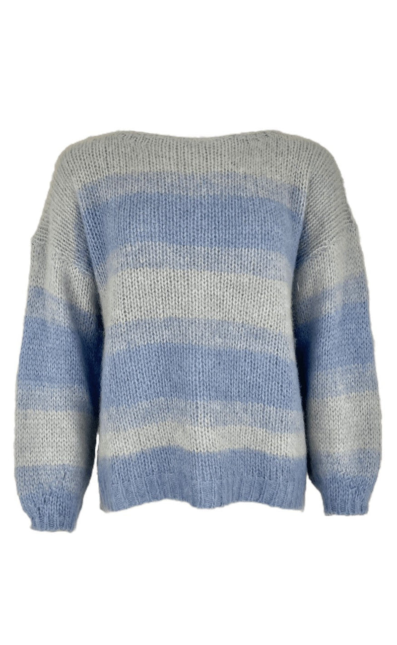 Black Colour Bluse - Avery Brushed Jumper - Sky Blue