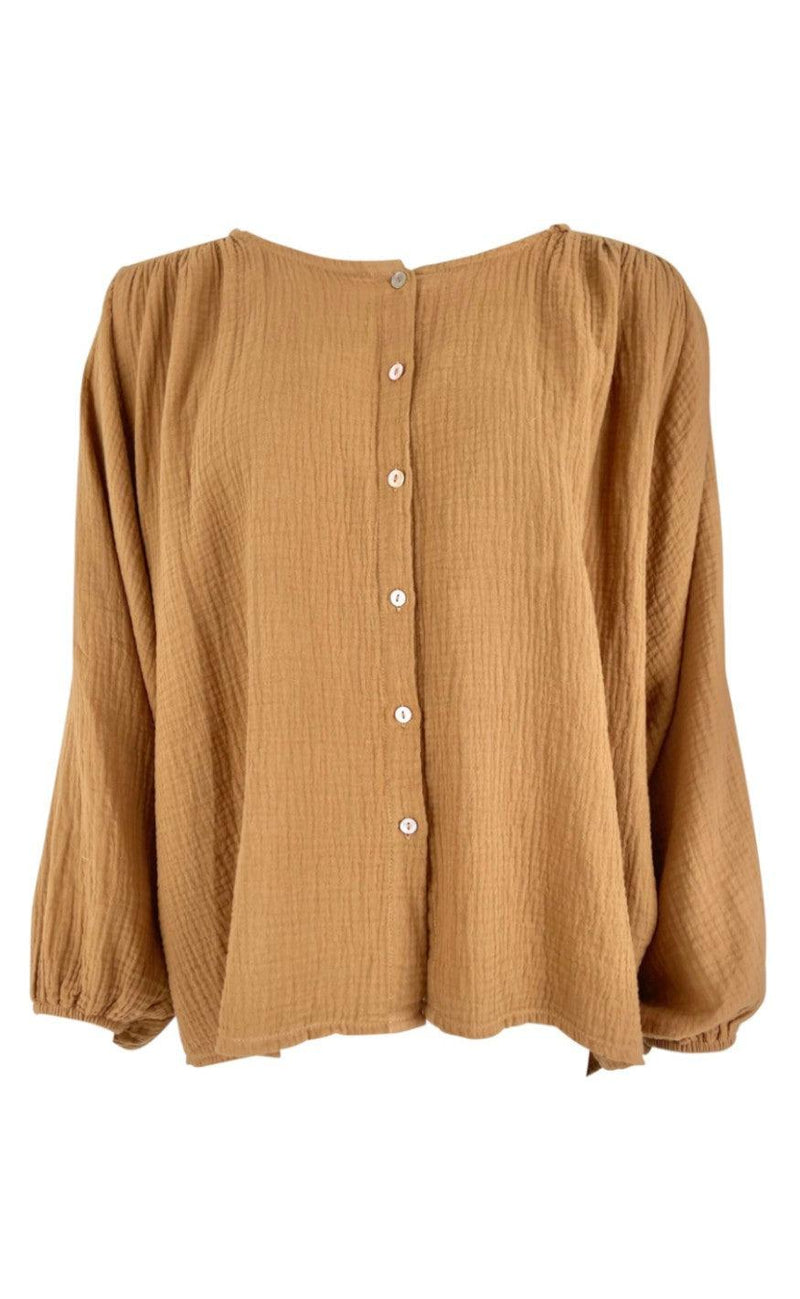 Black Colour Bluse - Dune Puff - Camel