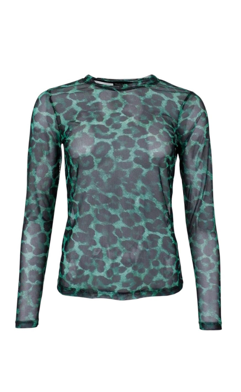 Black Colour Bluse - Florence Mesh - Green Leo 2