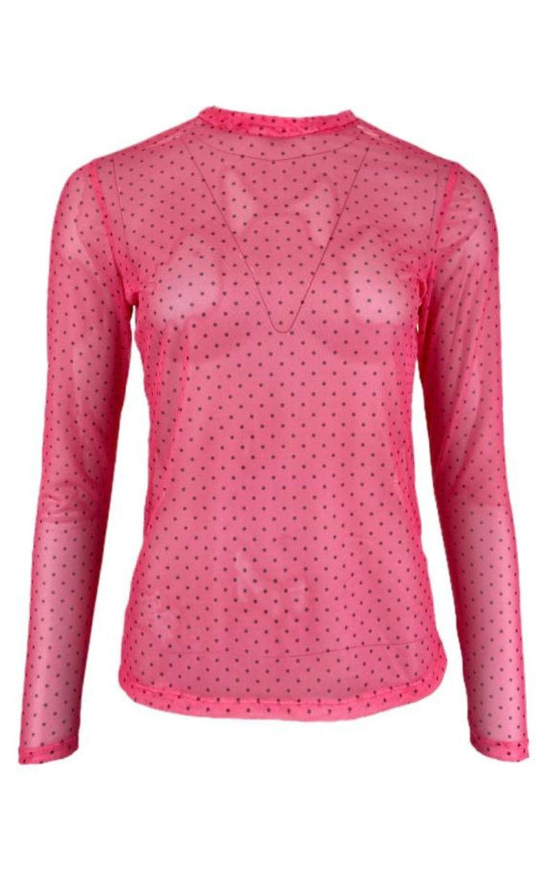 Black Colour Bluse - Florence Mesh - Pink Dot
