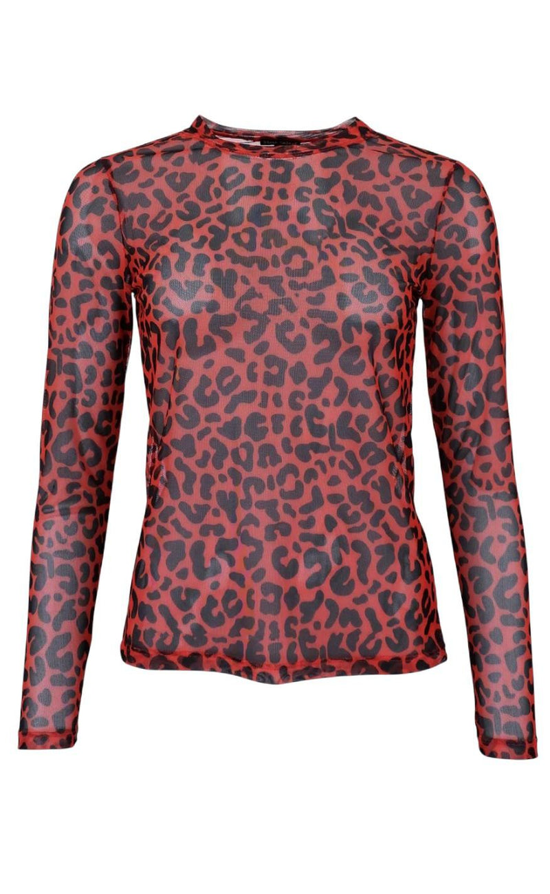 Black Colour Bluse - Florence Mesh - Red Leo