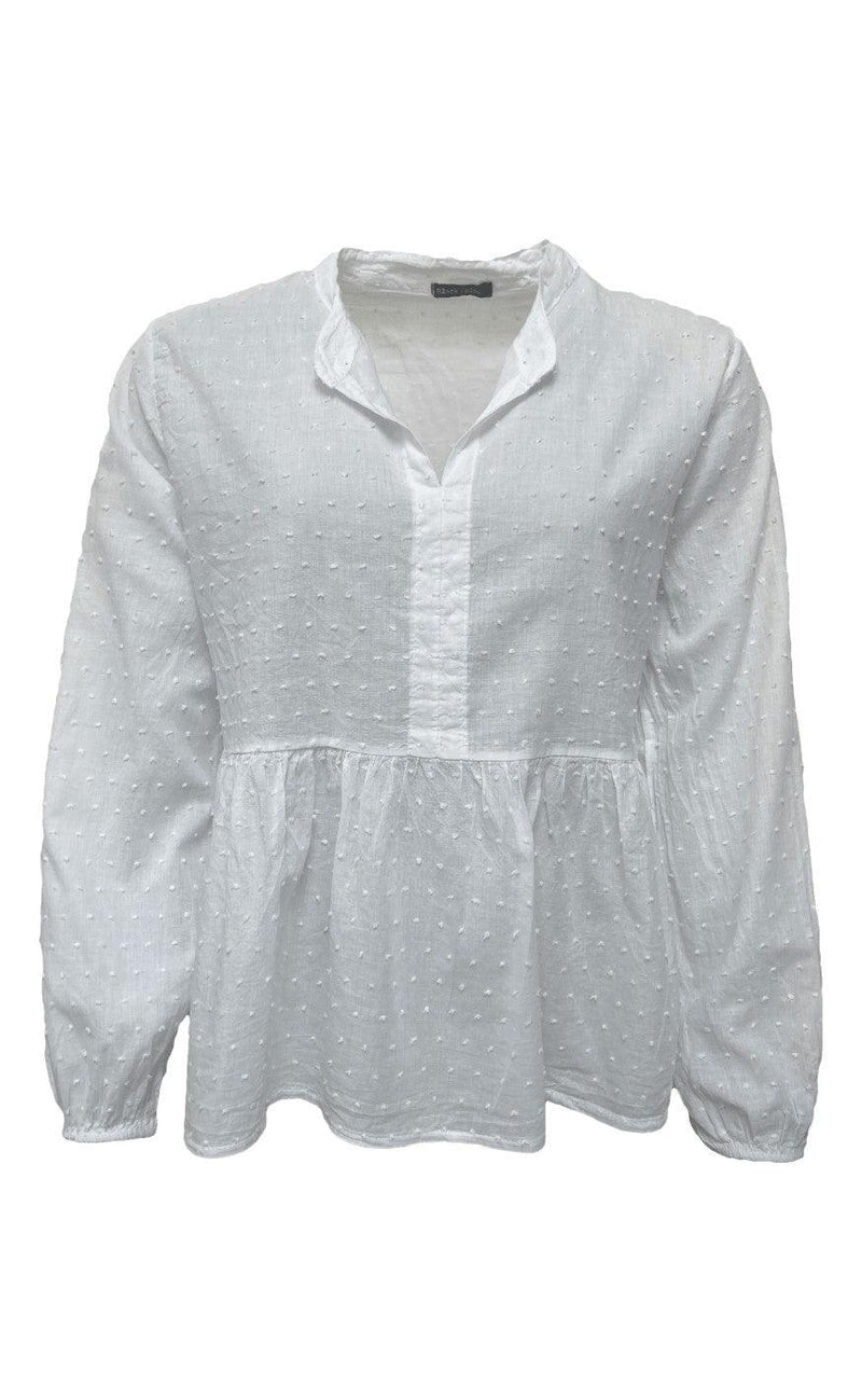 Black Colour Bluse - Frigg Cotton - White