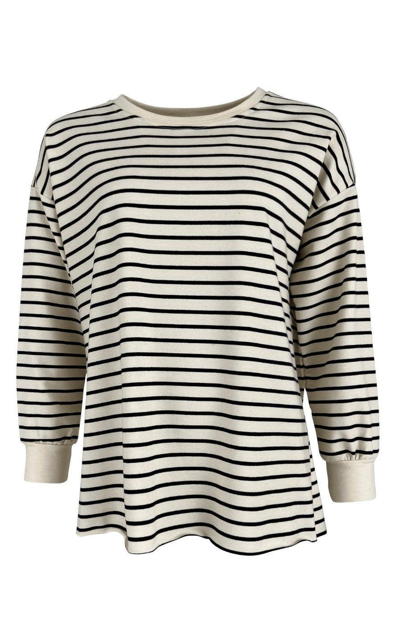 Black Colour Bluse - Jamie - Black Stripe