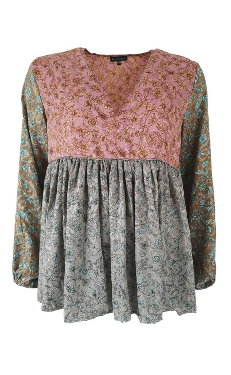 Black Colour Bluse - Luna Eve Flare - Poetry Multi