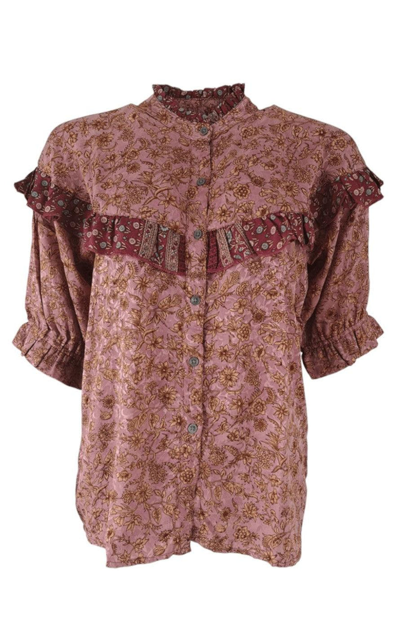 Black Colour Bluse - Luna Ruffle - Poetry Rose