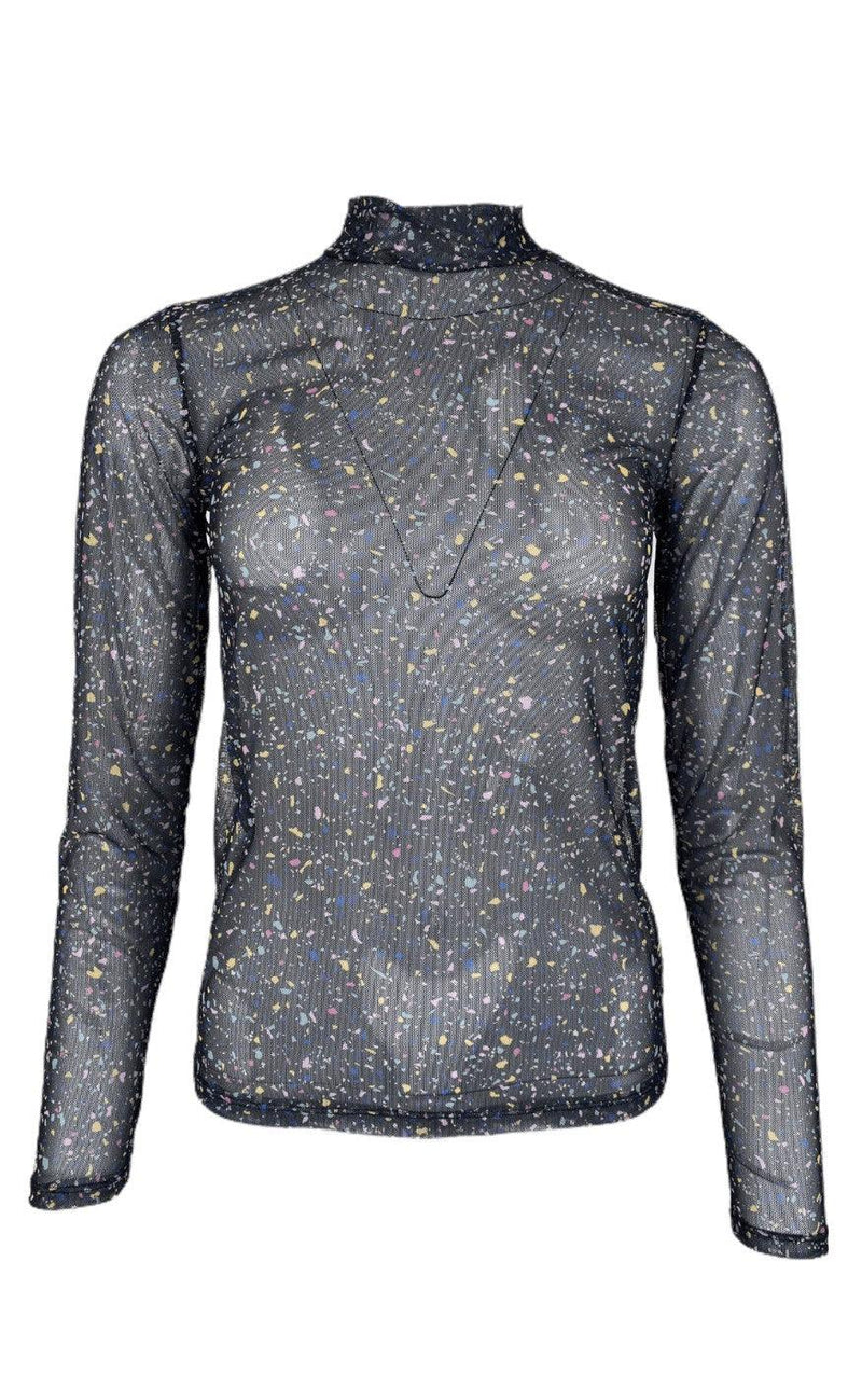 Black Colour Bluse - Milano Mesh - Confetti