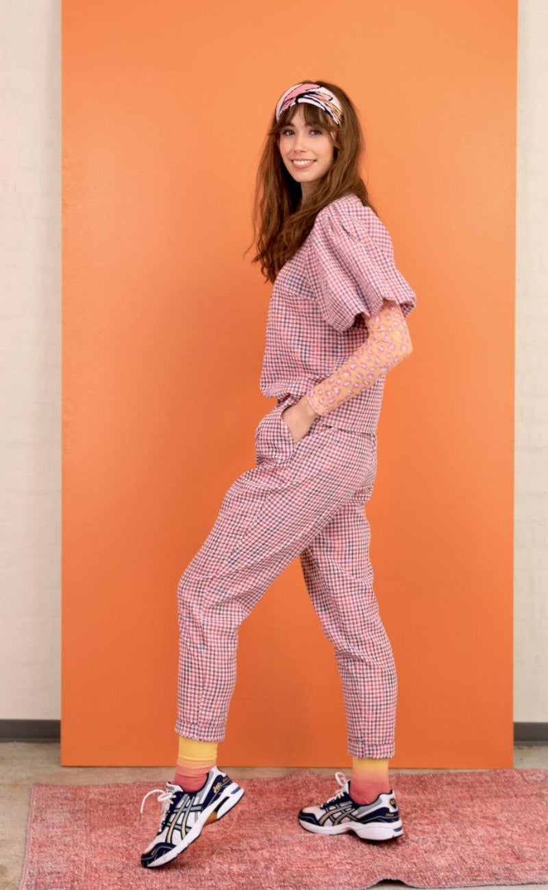 Black Colour Bukser - Ester Chekered - Pink