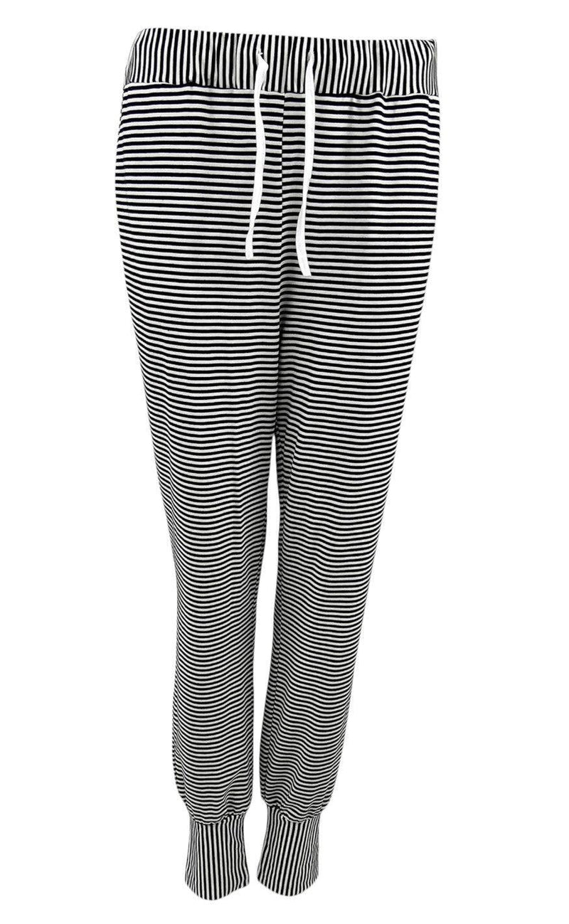 Black Colour Bukser - Polly Jersey Striped - Black