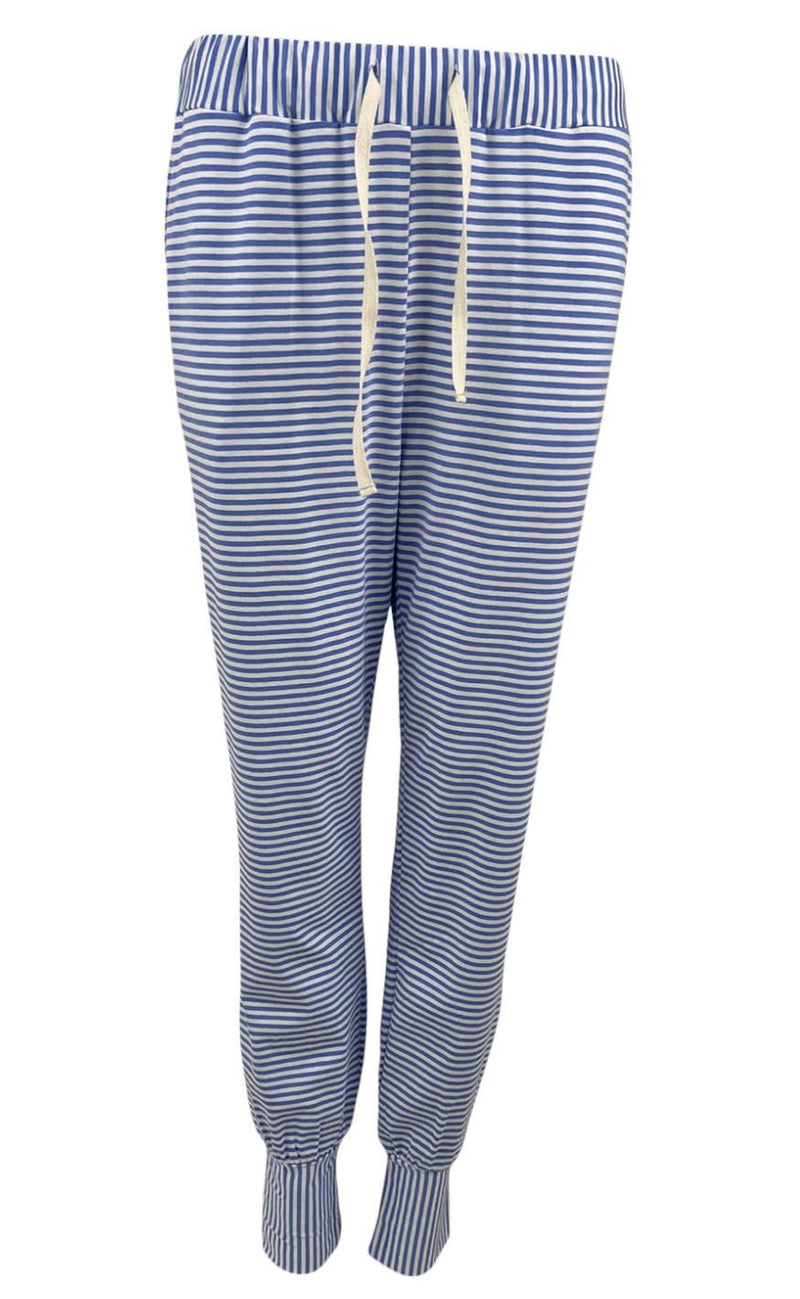 Black Colour Bukser - Polly Jersey Striped - Blue