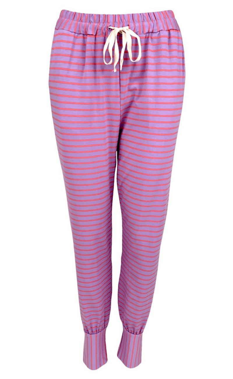 Black Colour Bukser - Polly Jersey Striped - Lavender