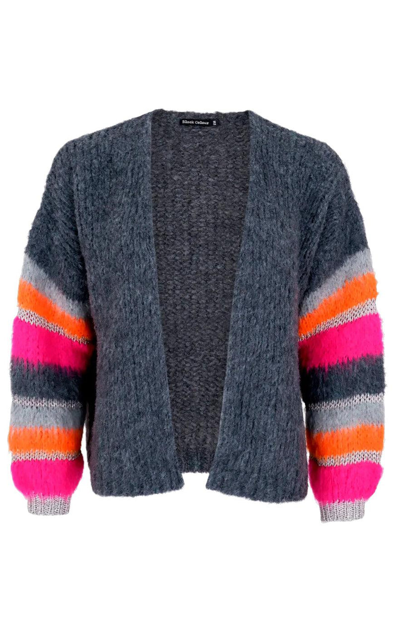Black Colour Cardigan - Divine - Grey Neon