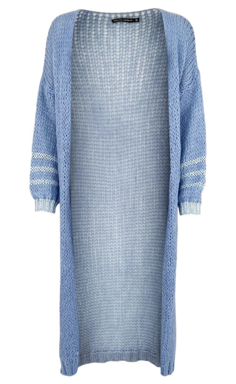 Black Colour Cardigan - Fabienne Long - Light Blue