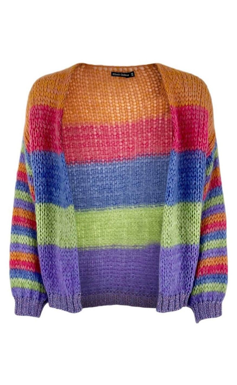 Black Colour Cardigan - Fallon - Multi Striped