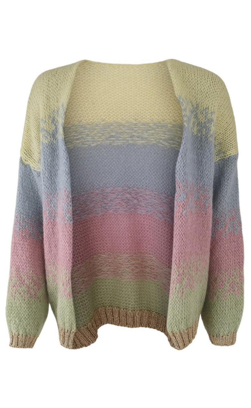 Black Colour Cardigan - Fancy Faded Pastel - Multi
