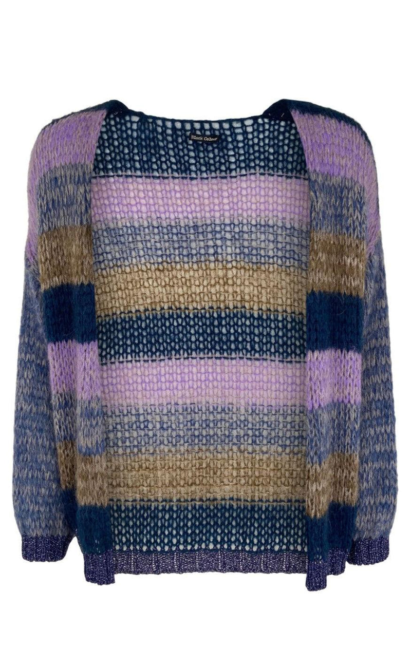 Black Colour Cardigan - Felicia Striped - Navy