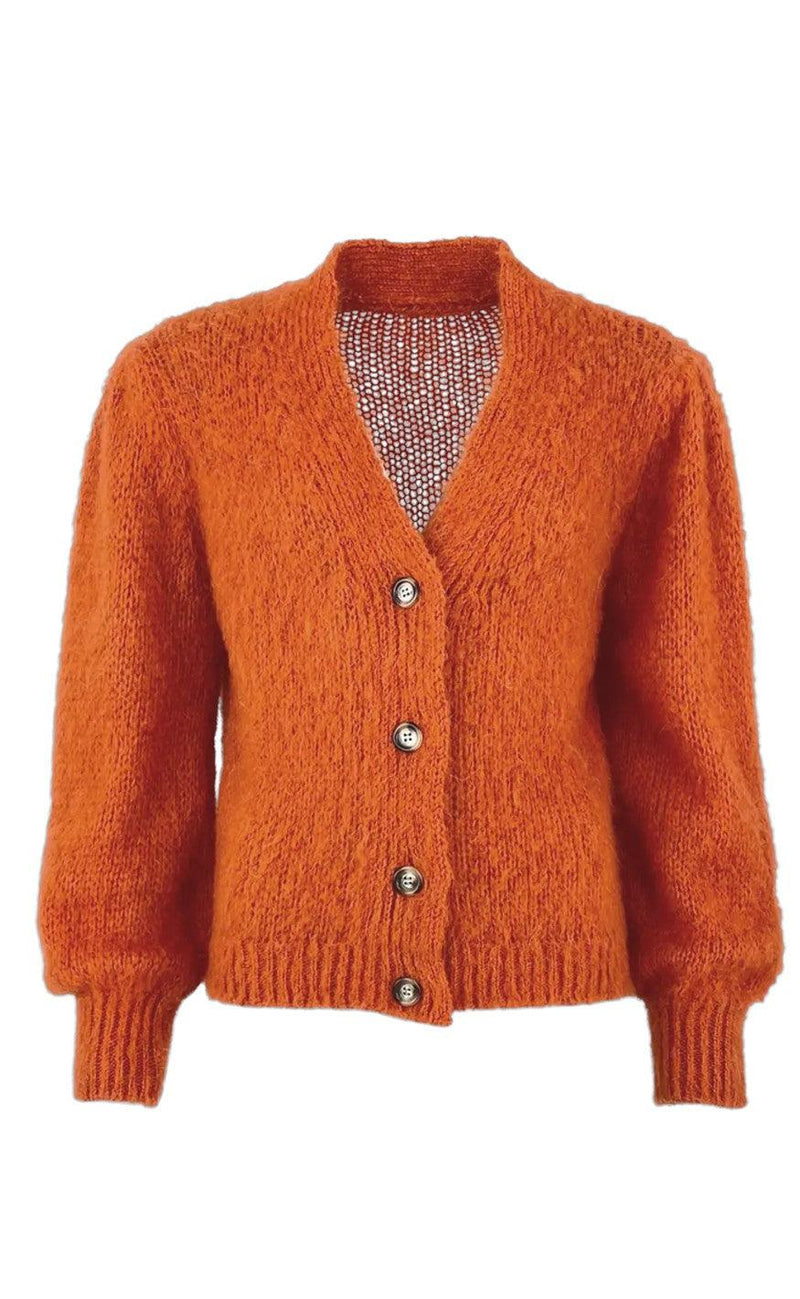 Black Colour Cardigan - Simona - Orange