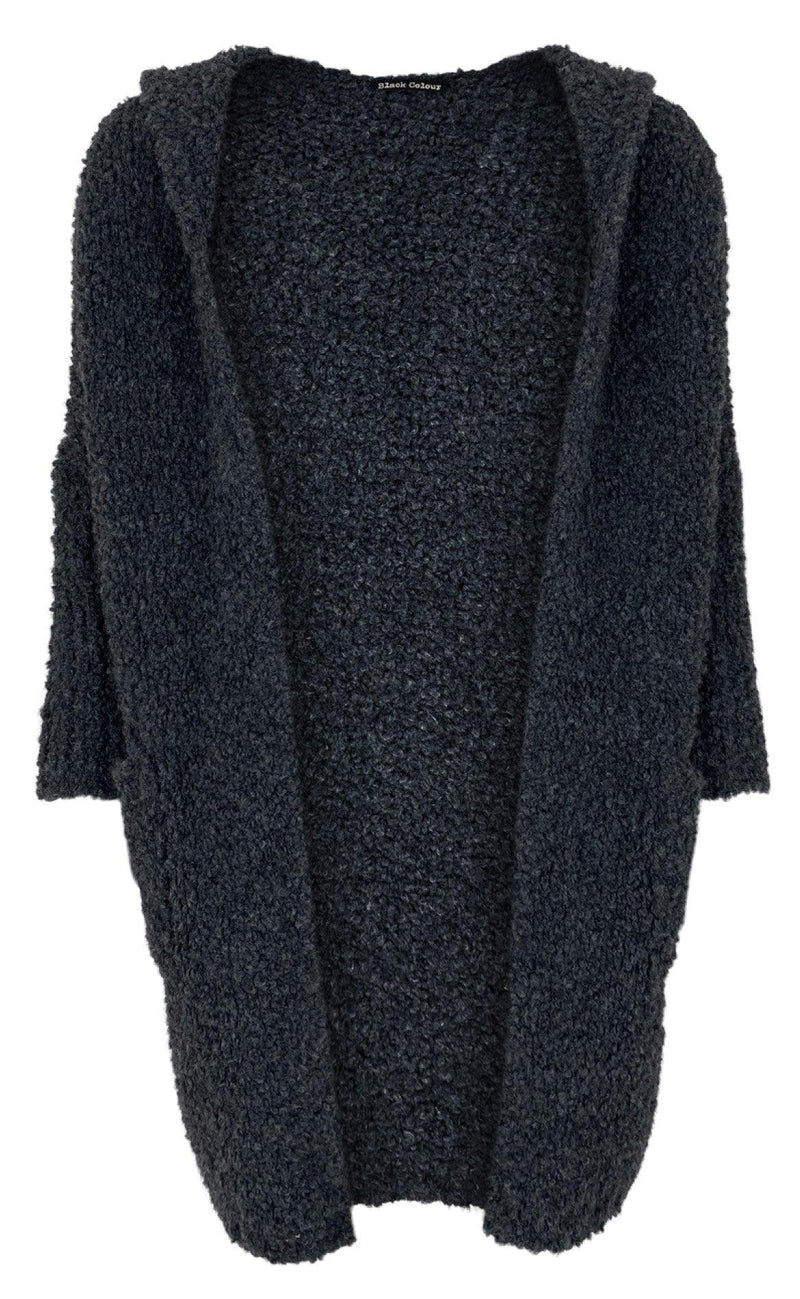 Black Colour Cardigan - Teddy - Dk. Grey