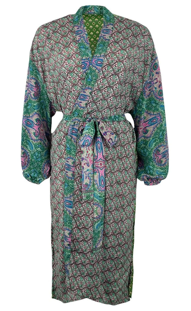 Black Colour Kimono - Luna Long - Green Desire