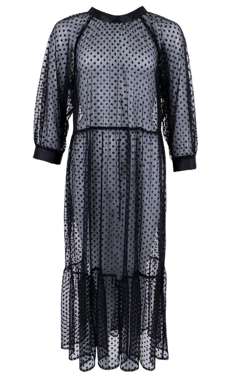 Black Colour Kjole - Dot Mesh - Black