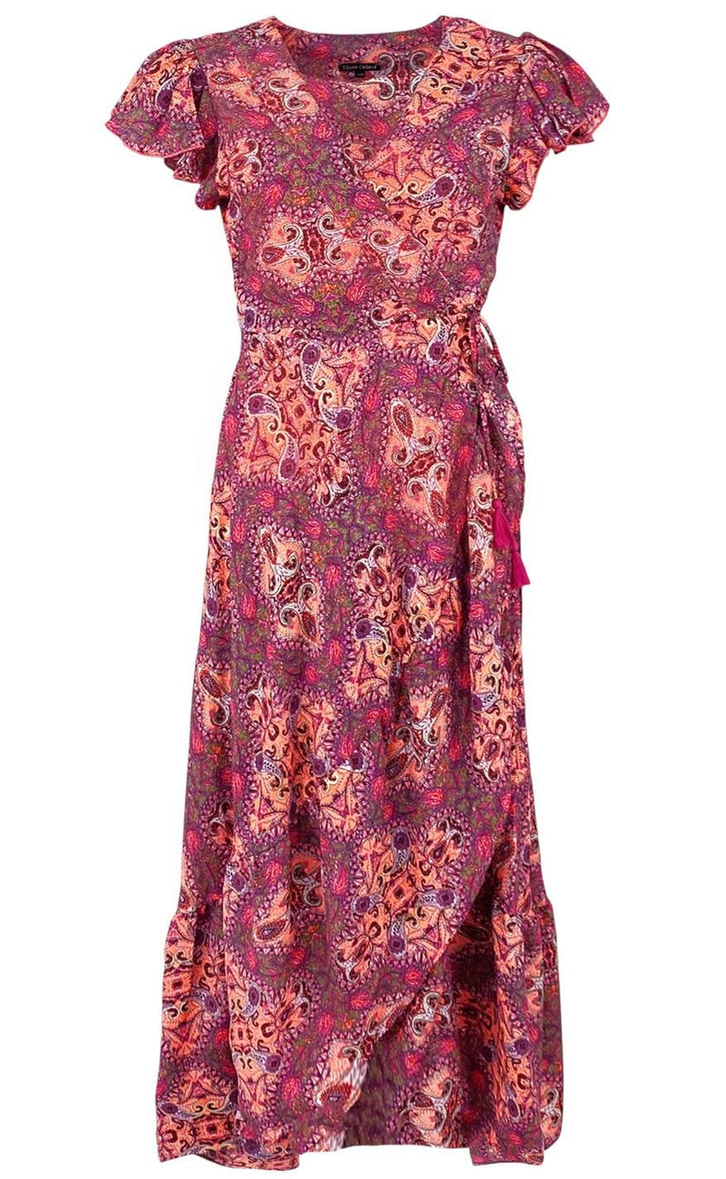 Black Colour Kjole - Luna Flared Wrap - Vibrant Pink