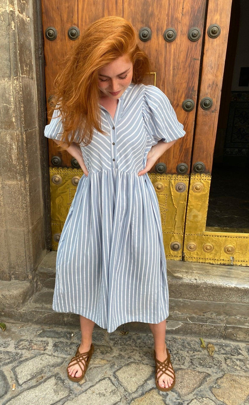 Black Colour Kjole - Nel Striped Summer - blue