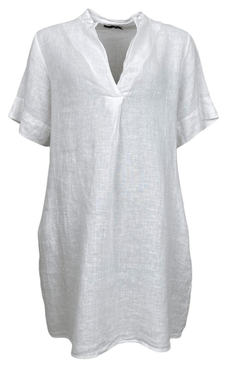 Black Colour Kjole - Siena Linen Tunic -White