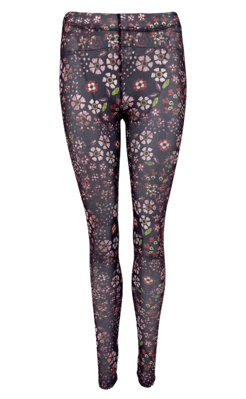 Black Colour Leggings - Annie Mesh - Winter Floral