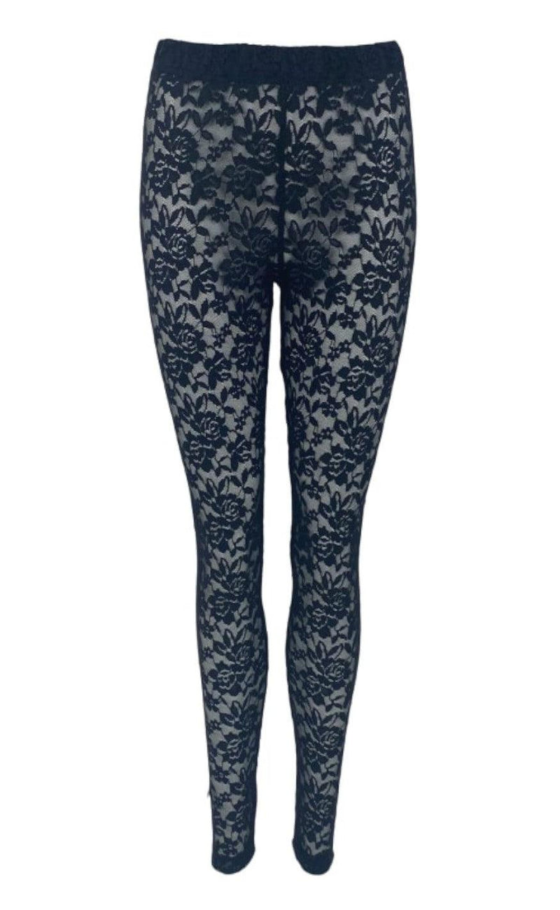 Black Colour Leggings - Eloise Lace - Black