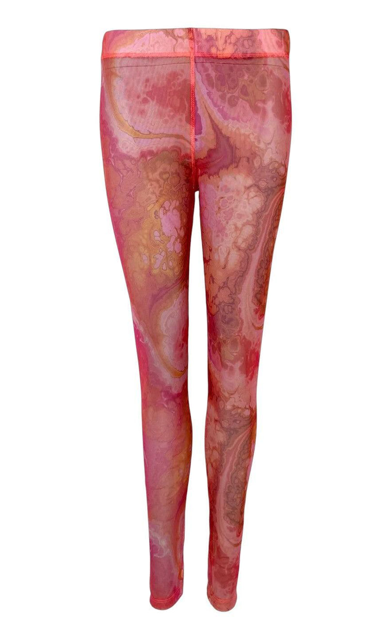 Black Colour Leggings - Florence Mesh - Pink Marble