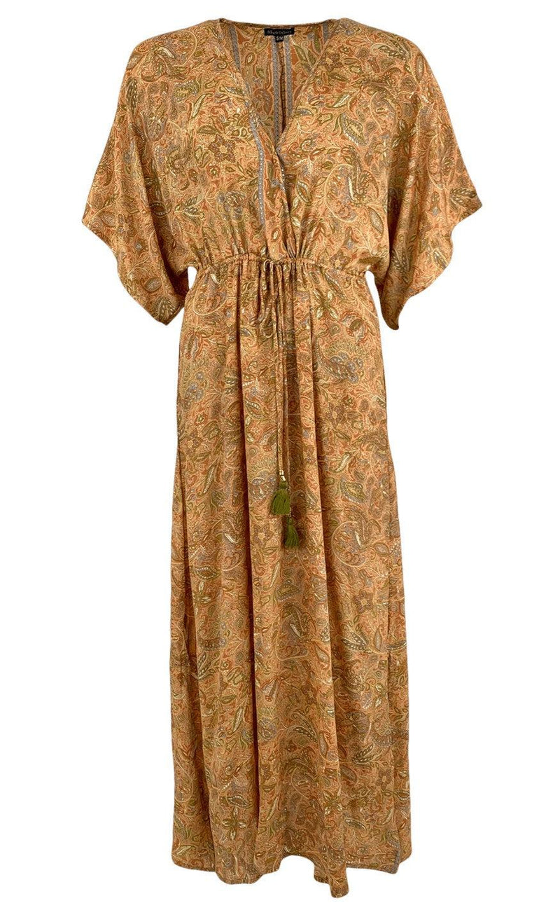 Black Colour - Luna Long V-Neck Kjole - Peach Paisley