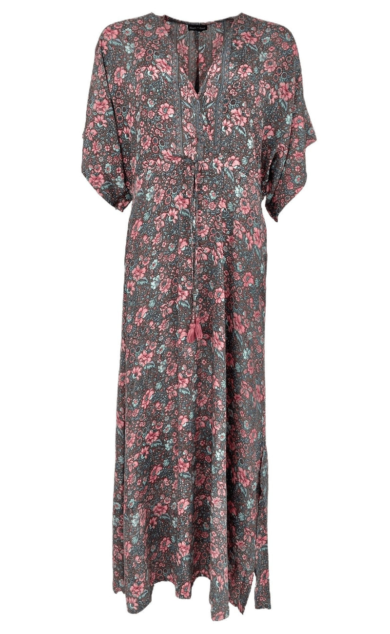 Black Colour - Luna Long V-Neck Kjole - Rose Pansy