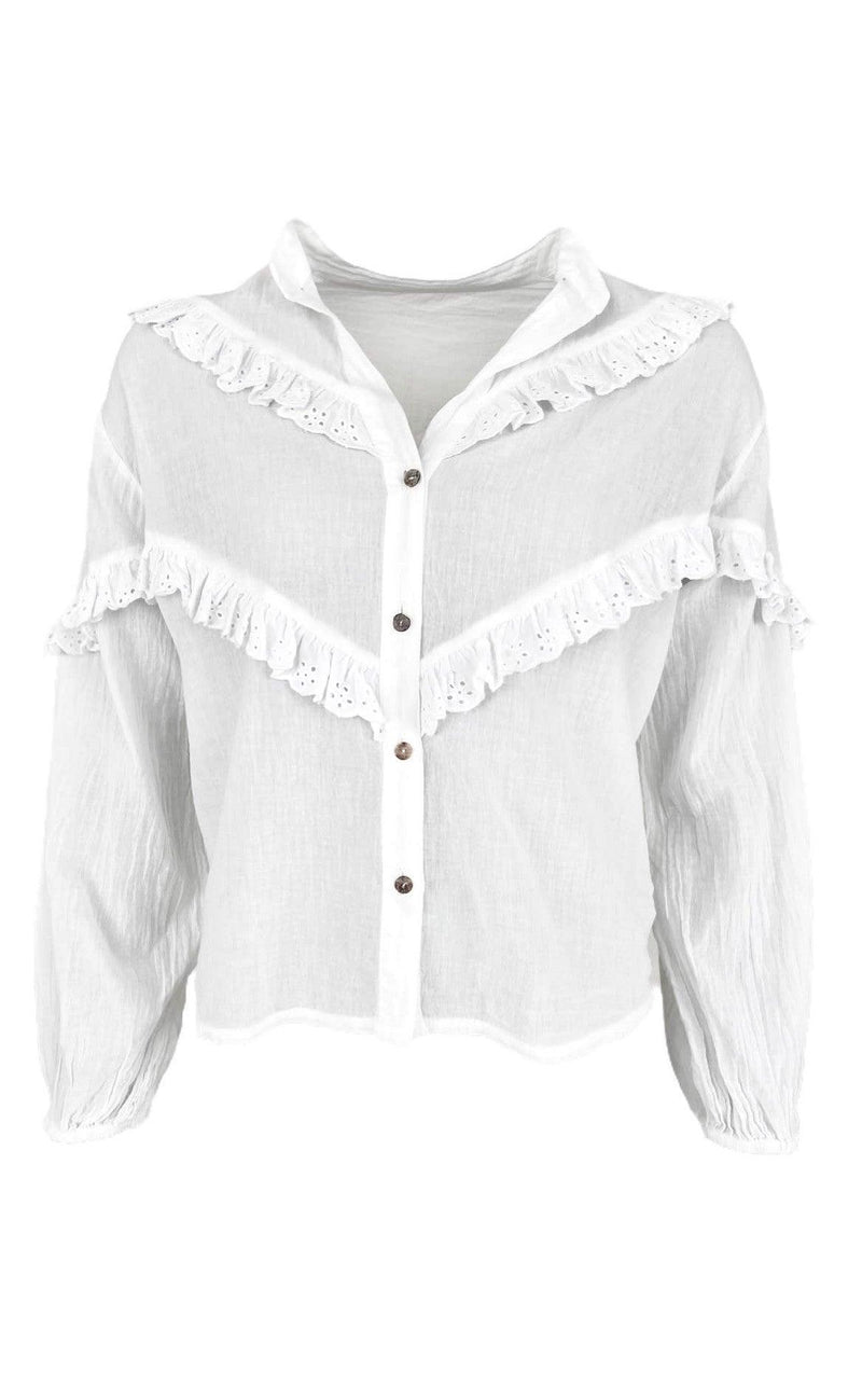 Black Colour Skjorte - Berta Lace - White
