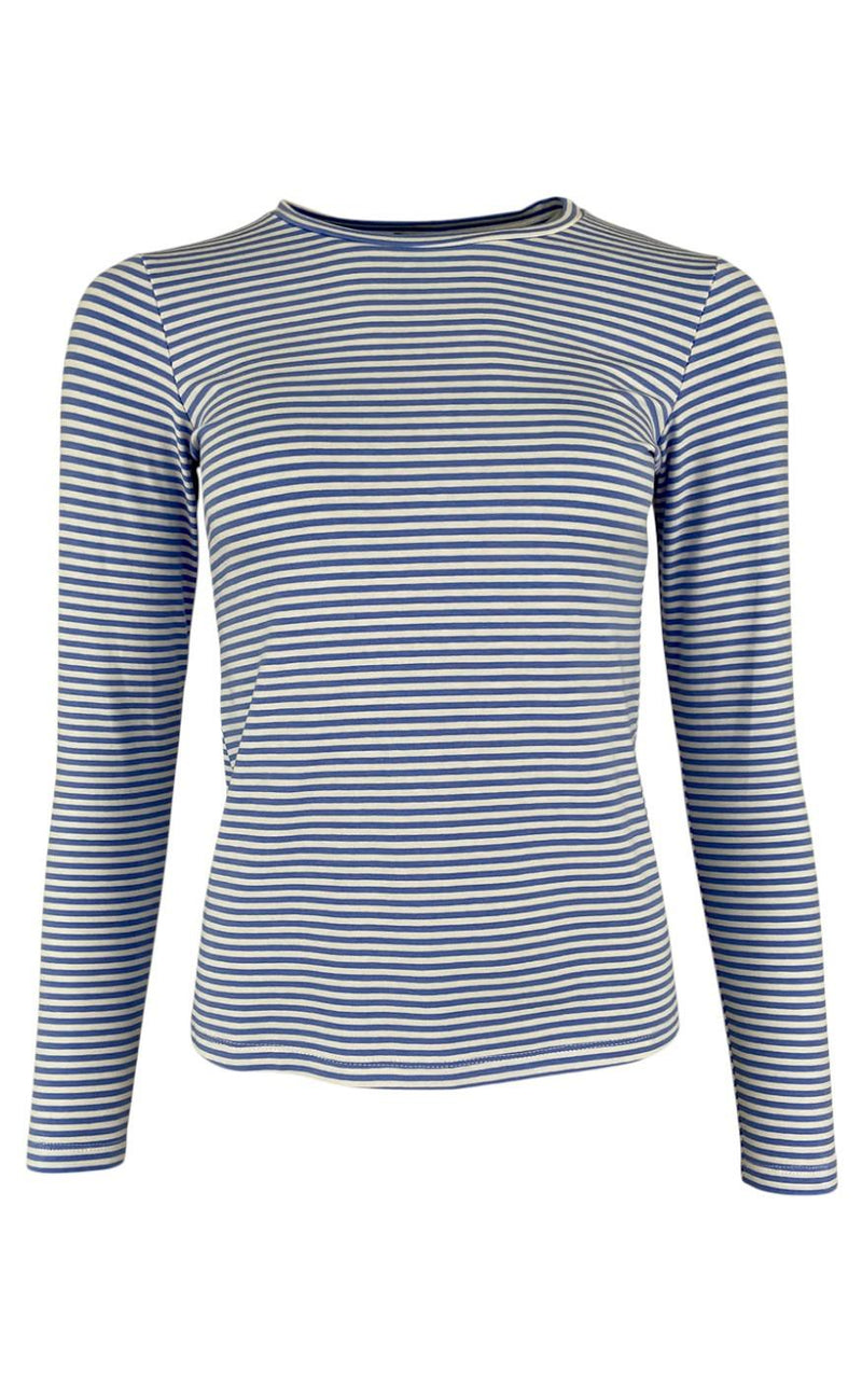 Black Colour T-shirt - Polly Striped - Blue