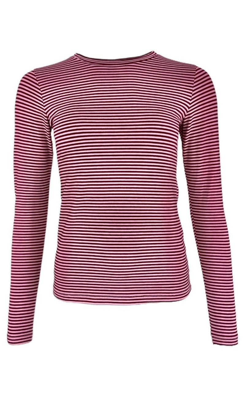 Black Colour T-shirt - Polly Striped - Wine