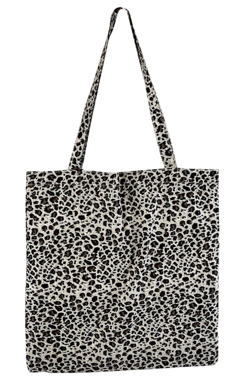Black Colour Taske / Shopper - Lulu Cotton - Black Leopard
