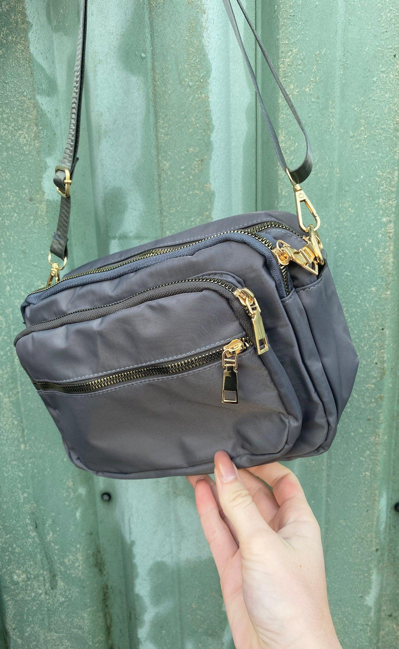 Black Colour Taske - Viggy Nylon Medium - Grey