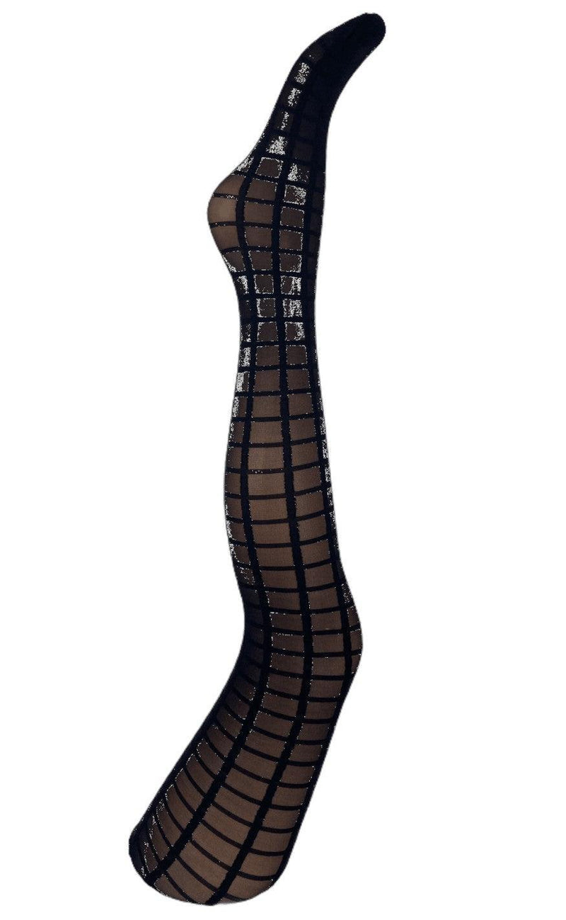 Black Colour Tights - Grid - Black