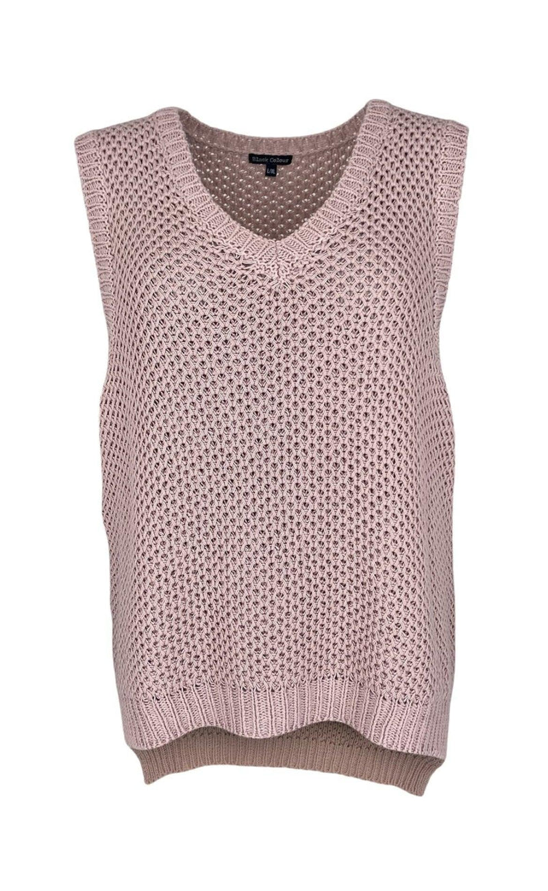 Black Colour Vest - Faida Knit - Rose