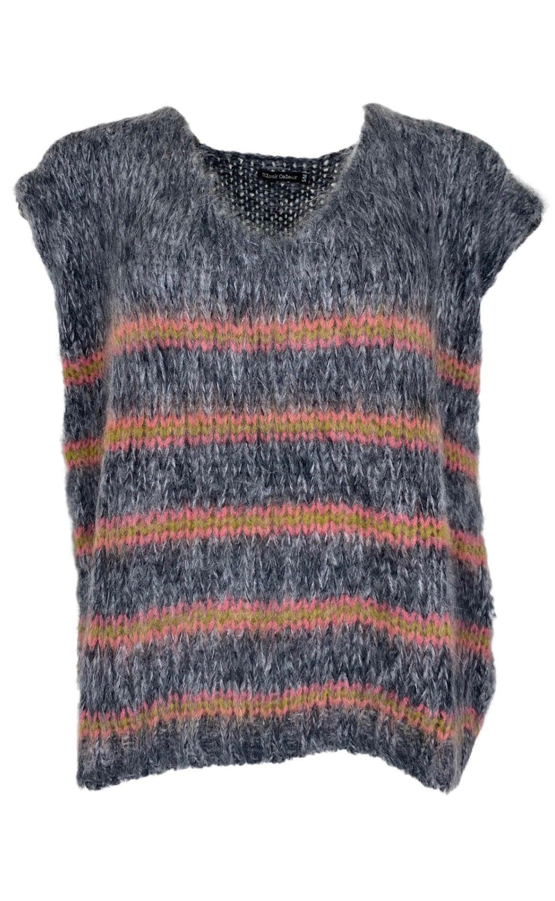 Black Colour Vest - Gemma - Grey / Pink