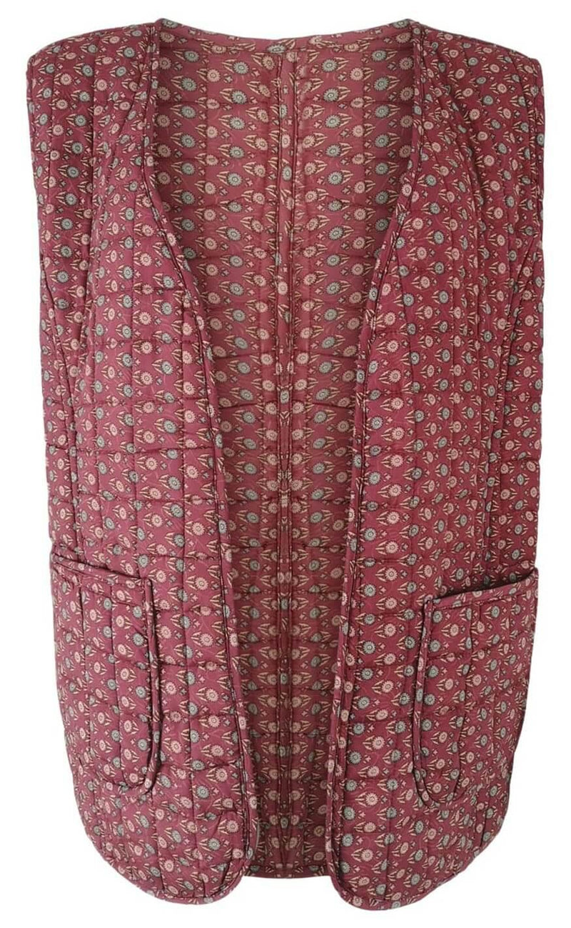 Black Colour Vest - Luna Quilted - Bloom Marsala