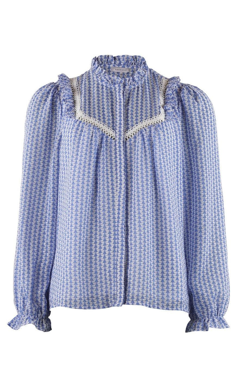 Continue Bluse - Bodil - Blue/White