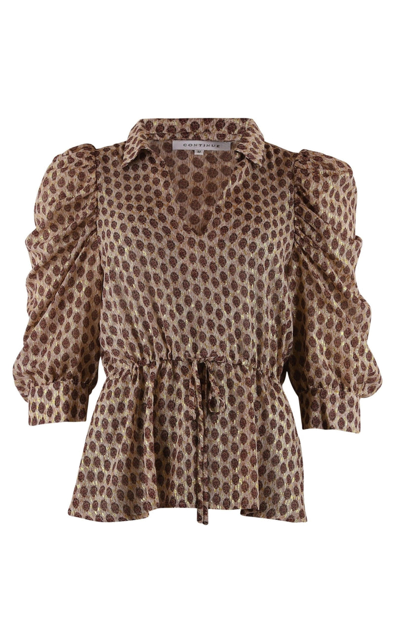 Continue Bluse - Cita - Golden Foil Print Sand