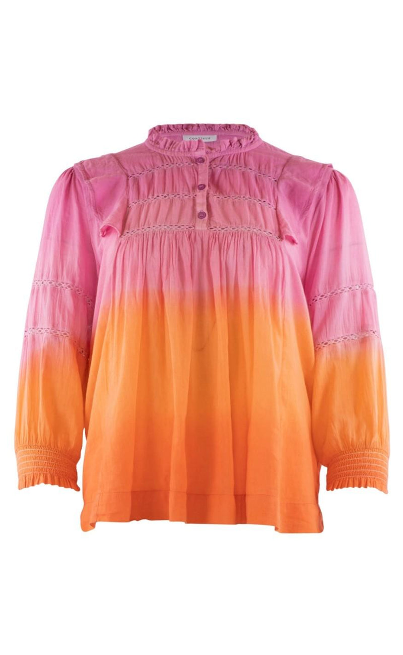 Continue Bluse - Joey - Orange/Pink Dip Dye