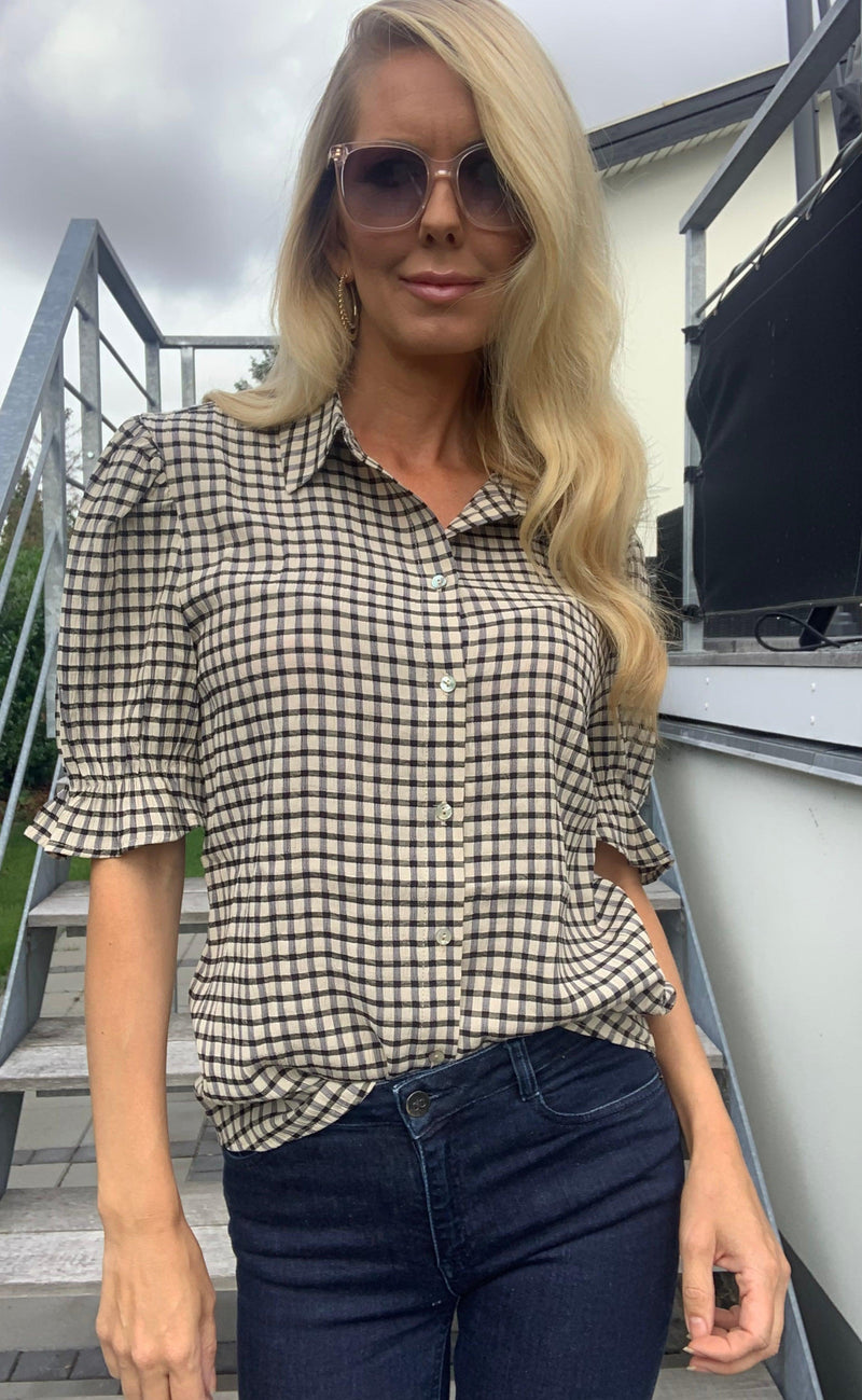 Continue Bluse - Lisa Check - Black/Sand