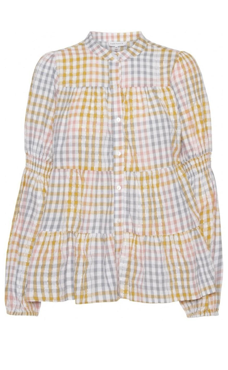 Continue Bluse - Sanna Multi Check - Multi Yellow check