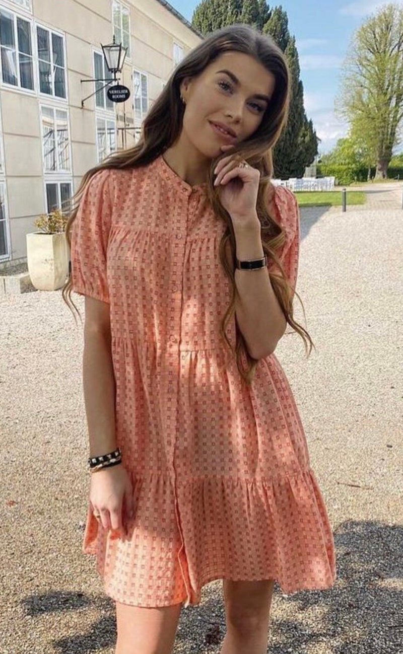 Continue Kjole - Sanna Orange - Orange Small Check