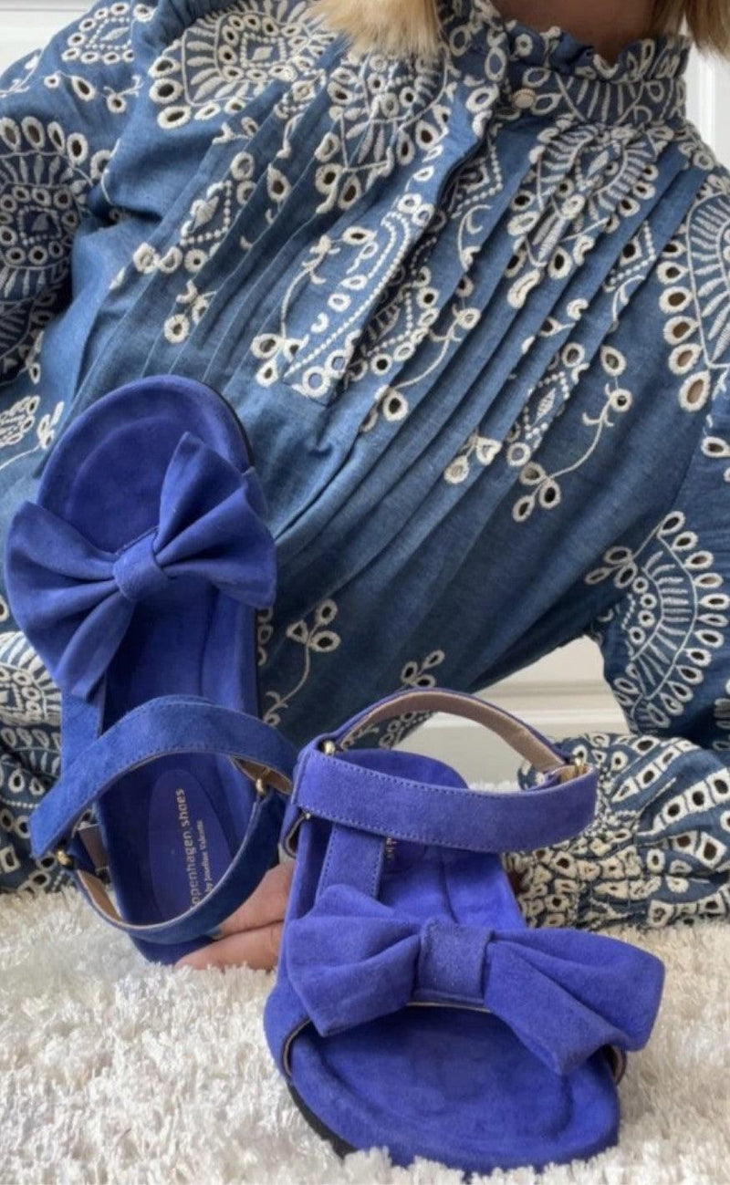 Copenhagen Shoes By Josefine Valentin Sandaler - Sky And Diamonds Suede - Electric Blue