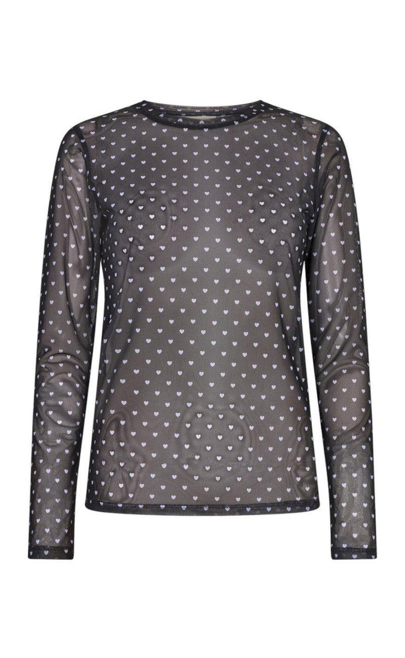 Freequent Bluse - Babara - Black w. Lavender
