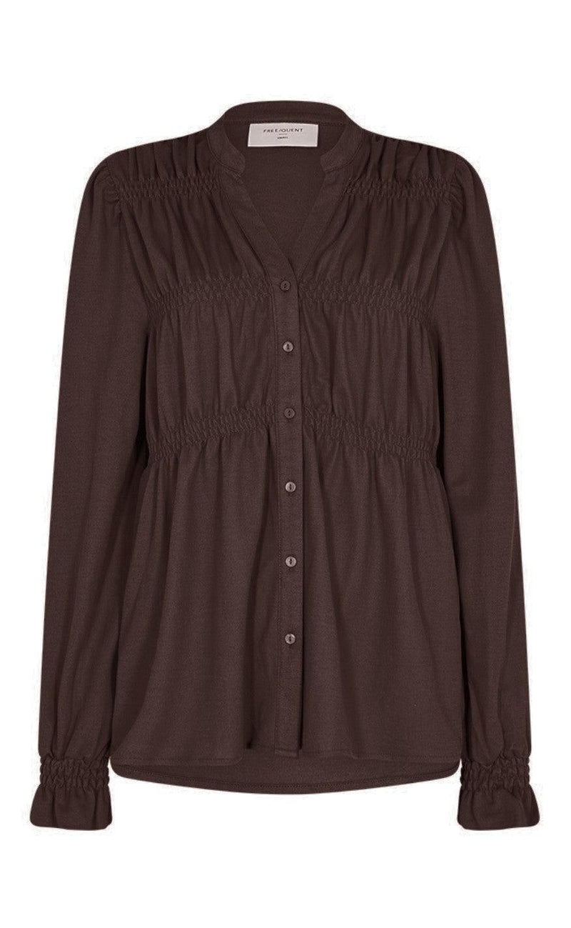 Freequent Bluse - Filan - Coffee Bean