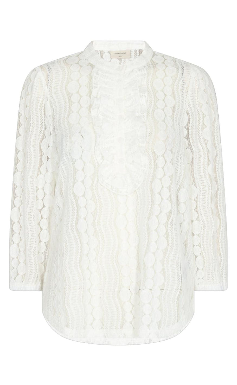 Freequent Bluse - Gro 3/4 - Off White